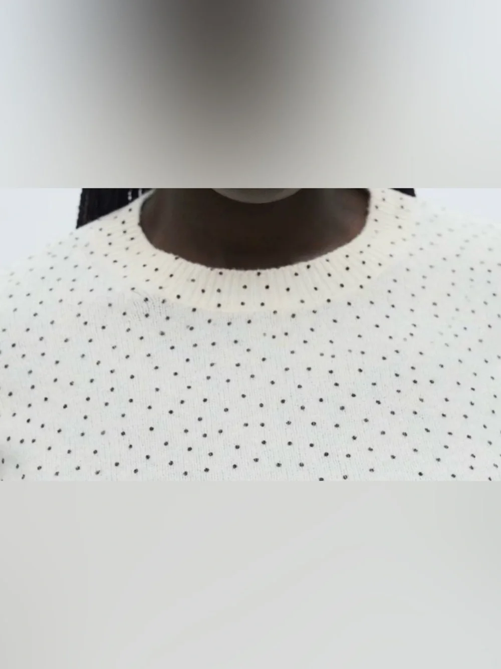 MANGO Cream Polka Dot Knit Sweater XS Soft Lightweight Crew Neck - Picture 5 of 10